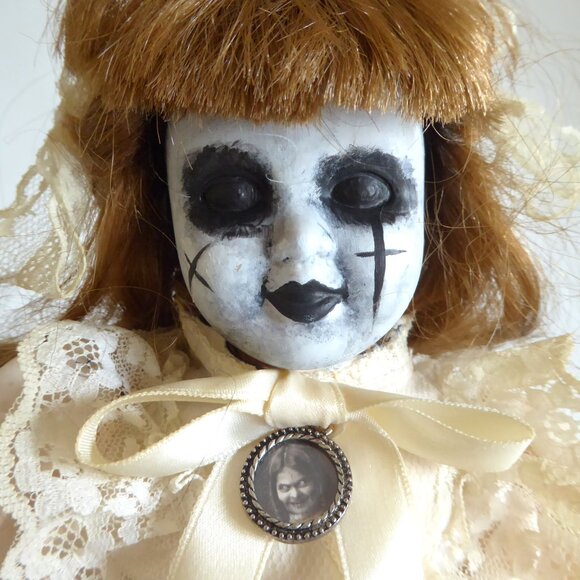 OOAK 17” SCARY POSSESSED HORROR UNDEAD DEMON DOLL SKULL IN PURSE PROP ODDITY - Picture 3 of 14